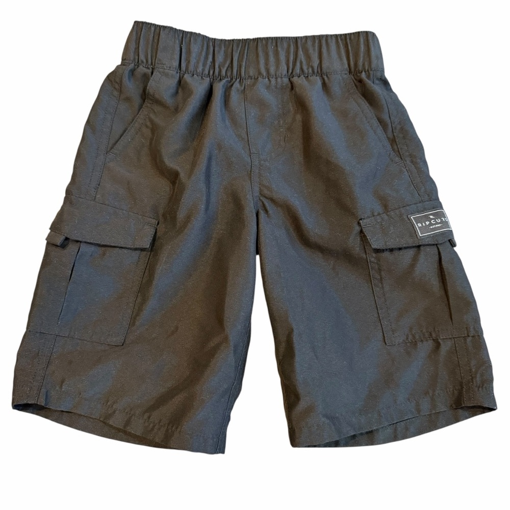 Rip Curl Boys Cargo Shorts Size 4 Black Surf Athletic Shorts Elastic Waist